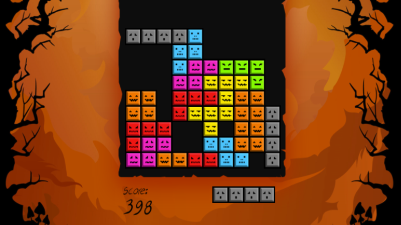 Solve block arrangement puzzles in Halloween Blocks