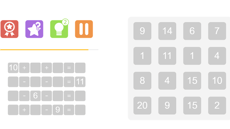 Find correct expressions to complete levels in Solve Math online.